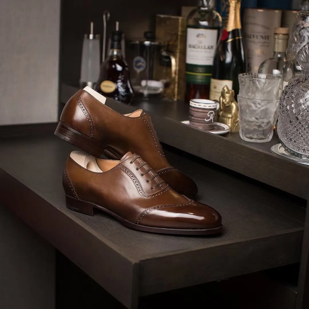 Tan Leather Santiago Brogue Oxfords